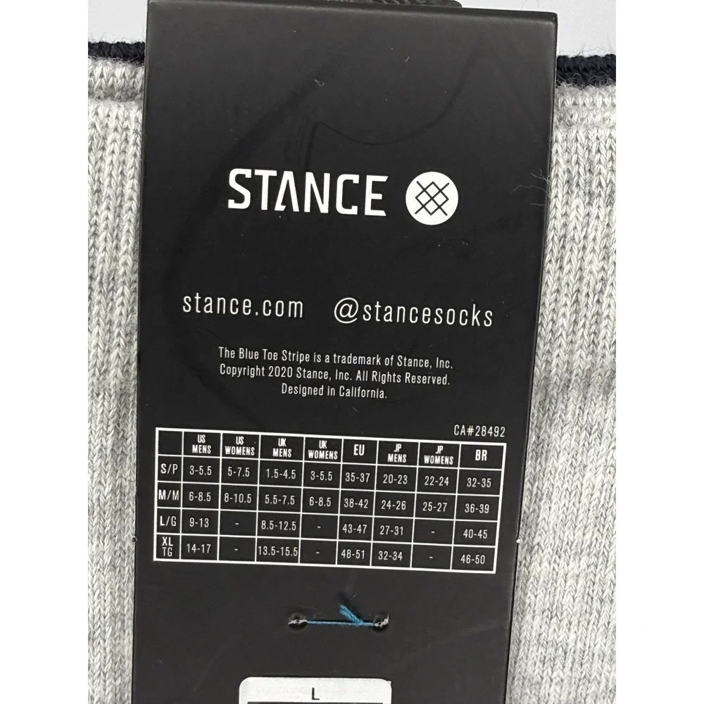 Stance Casual 2 Pack Crew Socks Navy Grey Striped Mens Large NWT